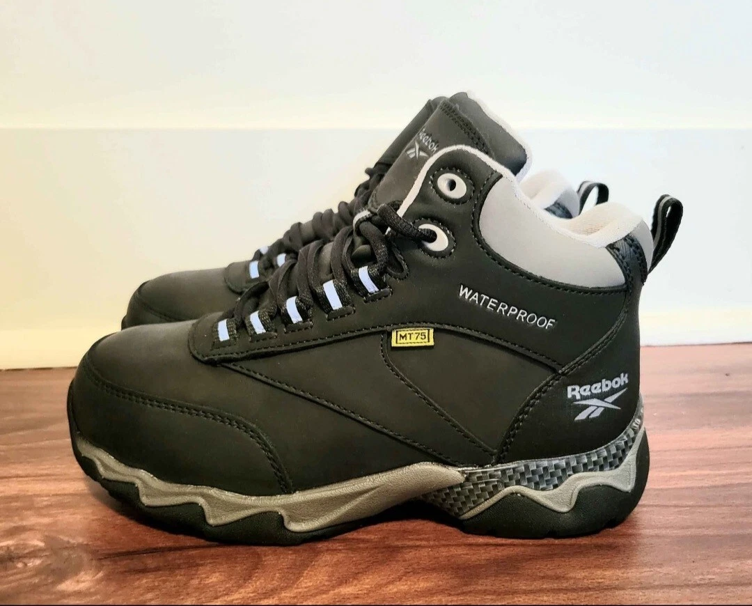NWOT Reebok Beamer Boots Safety Waterproof Black Leather 4.5M/Womens 6.5M