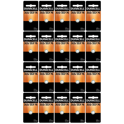 20 x 303/357 Duracell Silver Oxide Batteries (AG13, SR44, SR44W, EPX76, 76B)