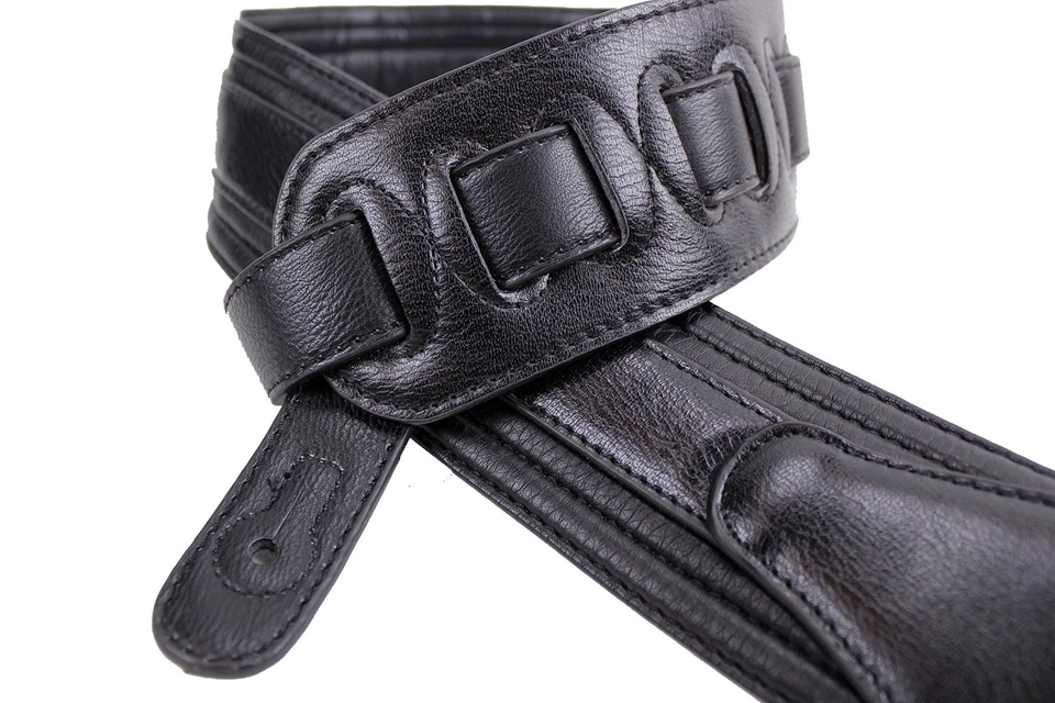 Черный многослойный гитарный ремень Walker & Williams G-513 с подкладкой перчатка кожа сзади - Изображение 4 из 4