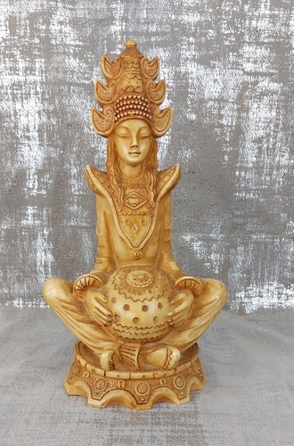 Vintage Home Decor Buddha Statue Indoor Resin Figurine Sitting Meditation Signed - Picture 2 of 14