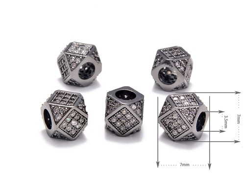 Zircon Gemstones Pave Diamond Cut Cube Bracelet Connector Charm Beads 7x7mm - Picture 15 of 32