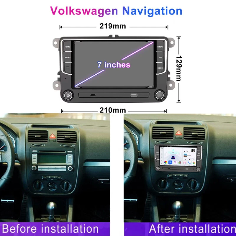 128GB GPS 7'' For VW GOLF MK5 MK6 Car Radio Stereo Head Unit CarPlay Android 15 - Image 2 of 4