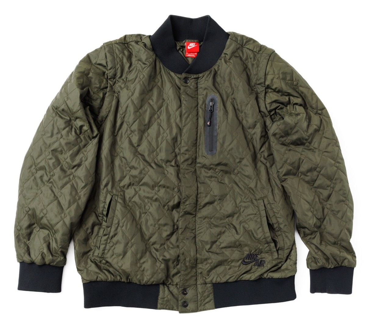 【美品】Nike Air Men's Bomber Jacket Nike Air Athletics Bomber Jacket Vest Convertible Ribbed Olive