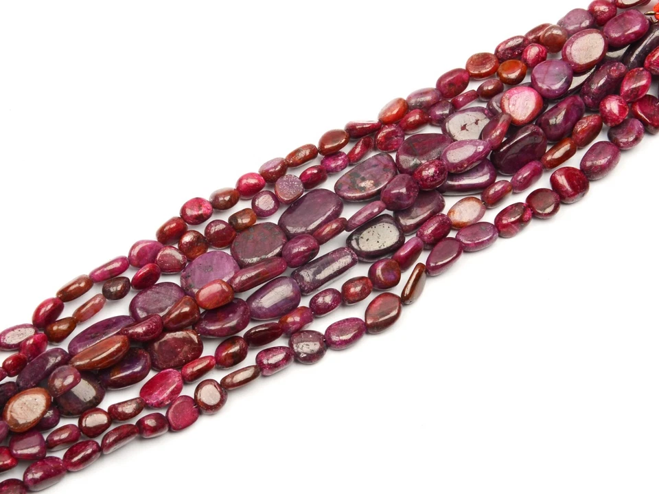 Natural Ruby Beads 8 Inch Strand 4x5-5x7 MM Gemstone Beads Smooth Nugget Shape - Image 4 of 4