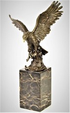 Scultura Bronzo Aquila con Pesce Fishing Eagle Falke Bronzo Figura H:35,5 CM