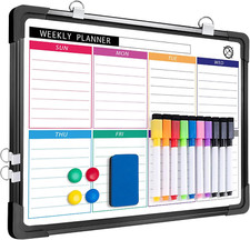 Small Weekly Dry Erase Board for Wall, 12" X 16" Magnetic Calendar Whiteboard, H