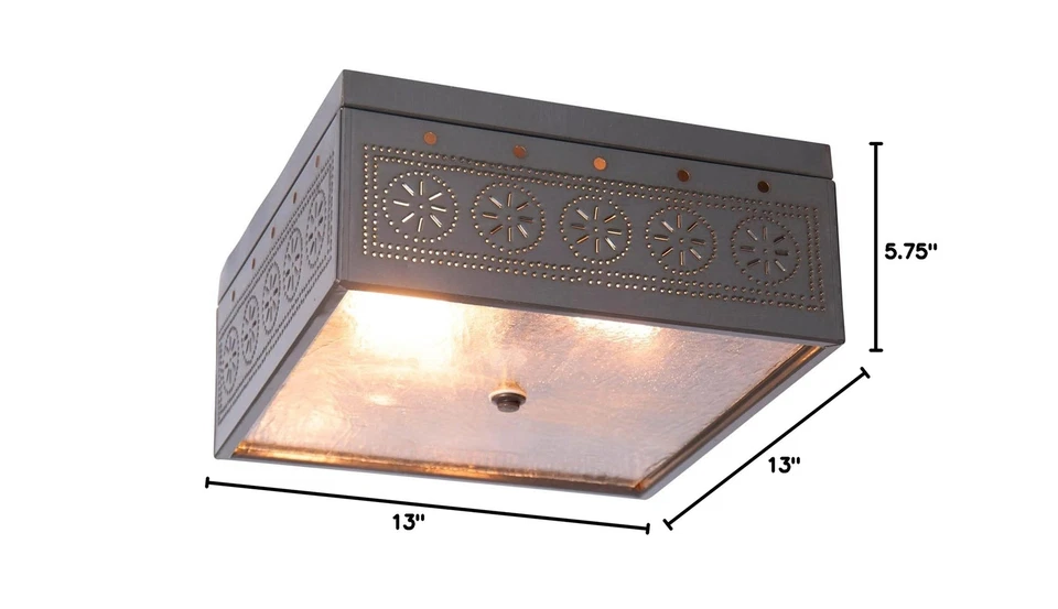 Irvin's Tinware, 431CCT, 2 Light Flush Mount Square Ceiling Light with Chisel... - Image 4 of 4