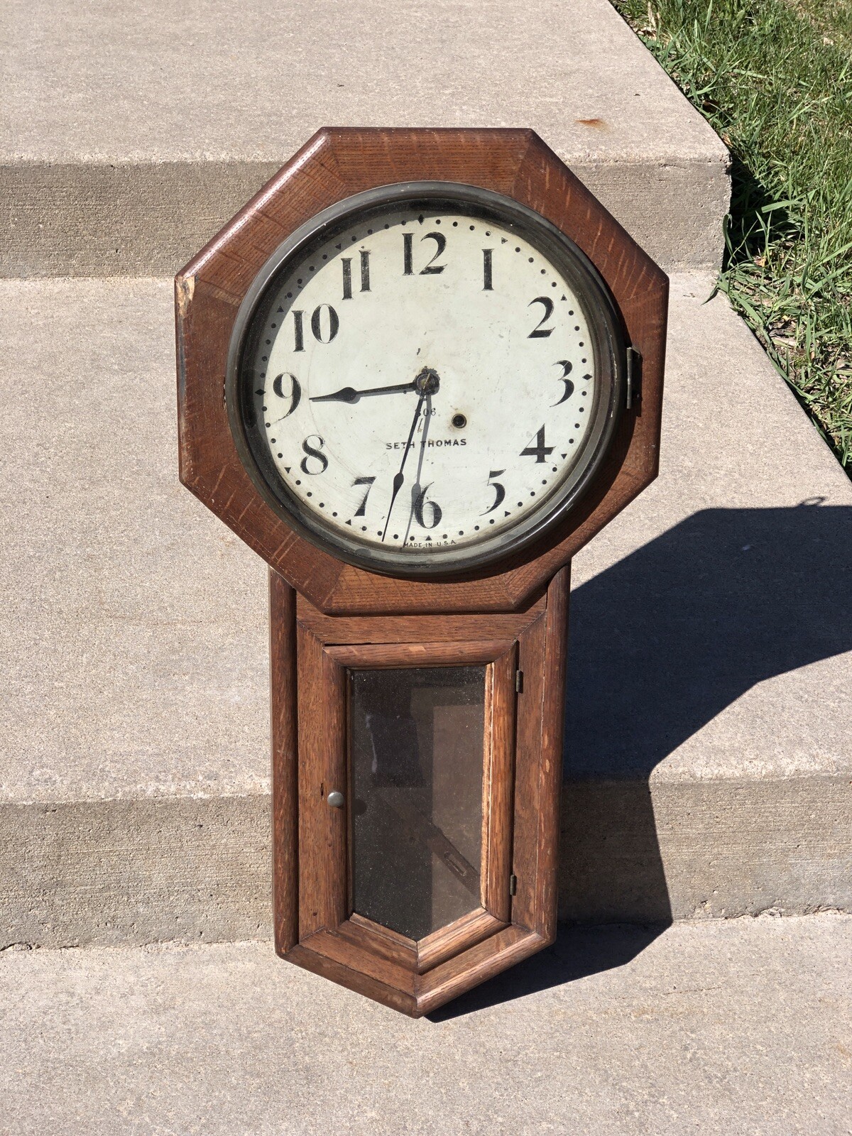Antique Original Erie Railroad Depot Seth Thomas Schoolhouse Wall Clock