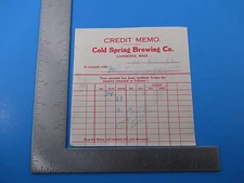 1936 Credit Memo Cold Spring Brewing Co. Lawrence Mass. Beer Brewery S3477