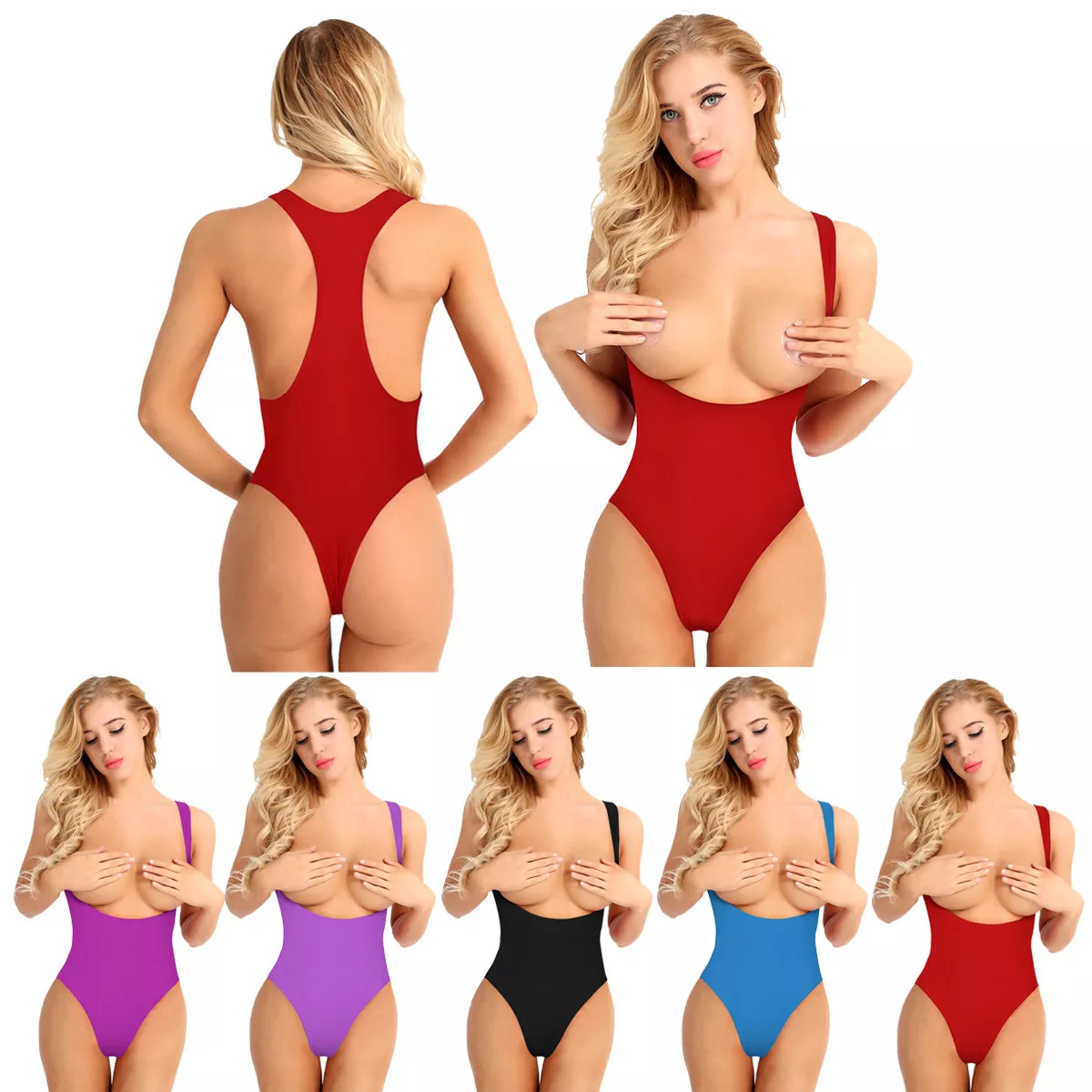 Lady Sexy One-Piece Thong Leotard Open Chest Bodysuit Lingerie Dance  Swimwear