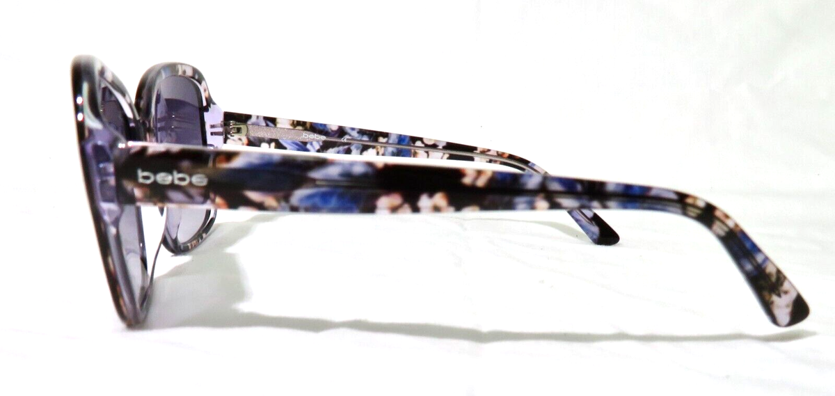 Bebe BB7195 Plum Floral Sunglasses 54-17-135 Tortoise Gray Lens Women Bebe Black Blue Clear Brown Square Glasses BB7195 500 Plum  main image 2