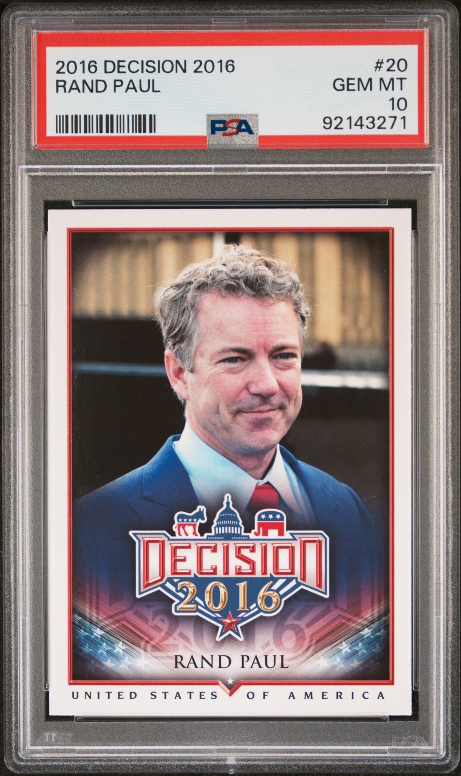 Rand Paul 2016 Decision Rookie PSA 10 Rc #20