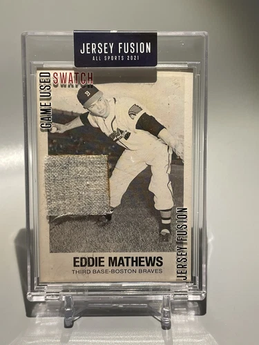 2021 JERSEY FUSION ALL SPORT EDDIE MATHEWS GAME USED SWATCH JF-EM54 1954 BRAVES