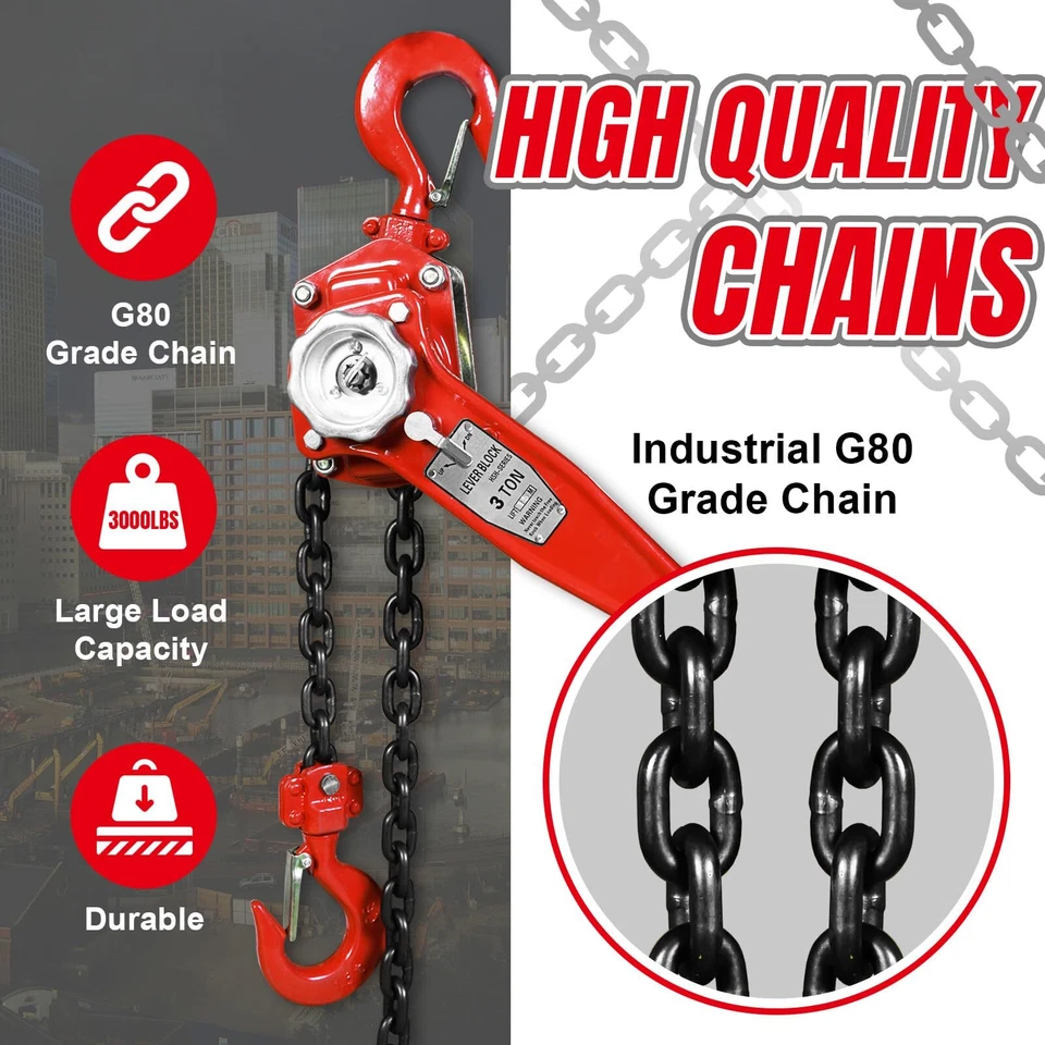 Polipasto de cadena de palanca manual BIG RED 6000 libras vienen, maquinaria automotriz Foto 2 de 4