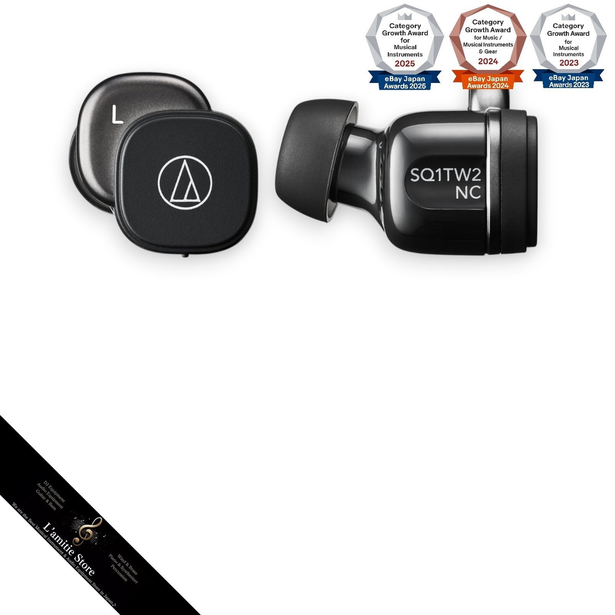 Audio-Technica ATH-SQ1TW2NC BK True Wireless Noise Cancelling