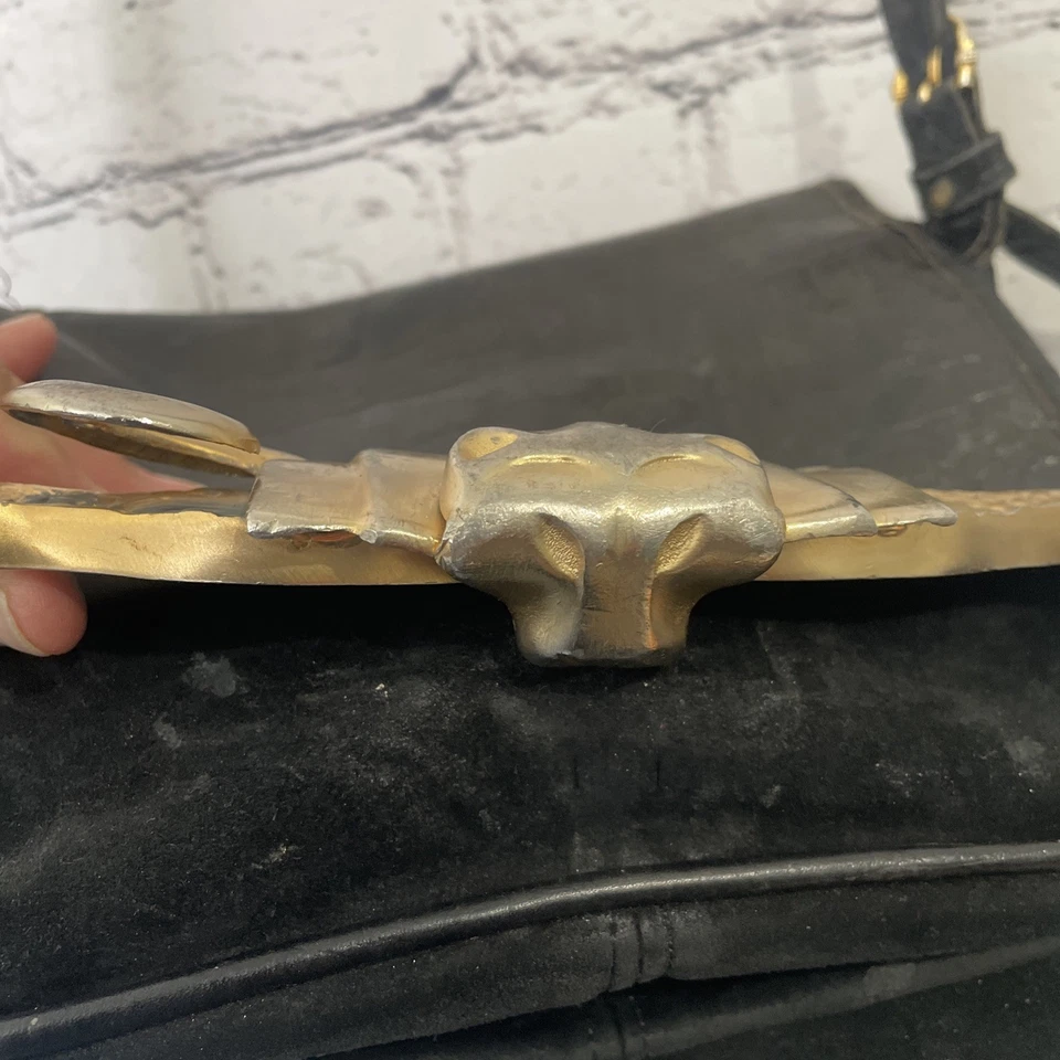 Cartera vintage Glen Miller para Ann Turk de cuero genuino negra, dorada leer Foto 4 de 4