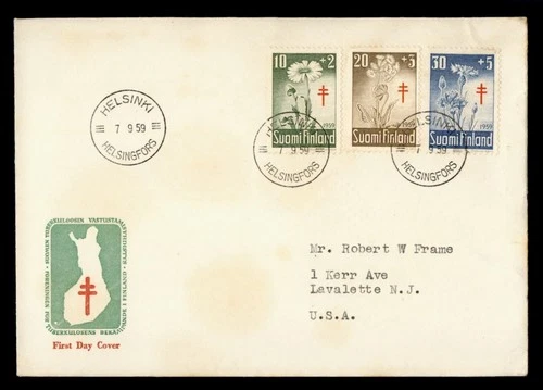 DR WHO 1959 FINLAND FDC TB FLOWER COMBO SEMI POST M68424