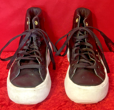 Size 4 - Puma Leather Platform Black Shoes High Tops 390483-01 B20