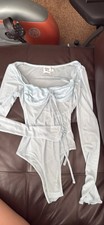 Princess Polly Light Blue Sheer Bodysuit Size 0 Womens