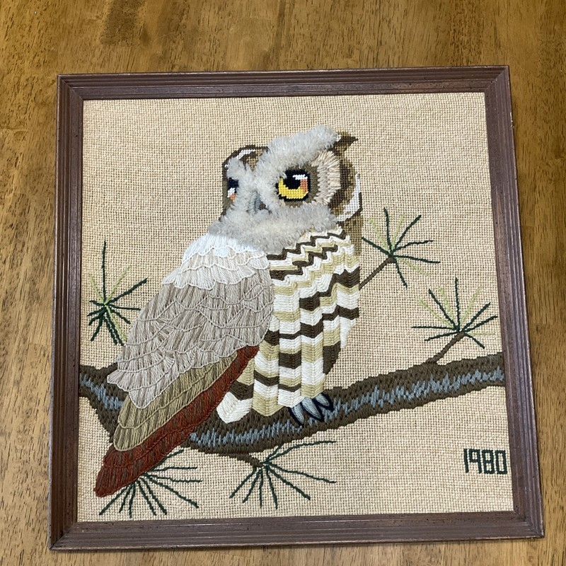 Vintage Columbia Minerva Majestic Owl Needlepoint Erica Wilson dated 1980 