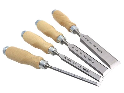 Bevel Edge Chisel Set with Wooden Handles, Set of 4 pcs