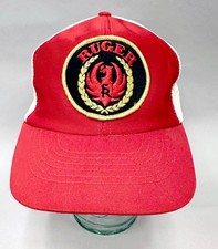 Vintage RUGER Firearms Guns Red White Snapback Trucker Hat w Patch 80s