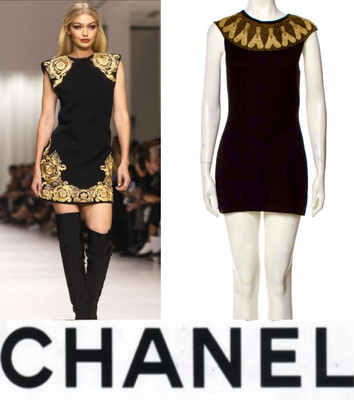 6K New Chanel 2019 Egypt Black Mini Tweed Sweater Dress 34 36 2 4 Logo S M