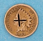 1864 Indian Head Cent Penny - Copper/Nickel