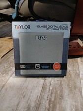 Taylor Smart Glass Digital Scale Tempered Glass, Gray, 350 lb Capacity