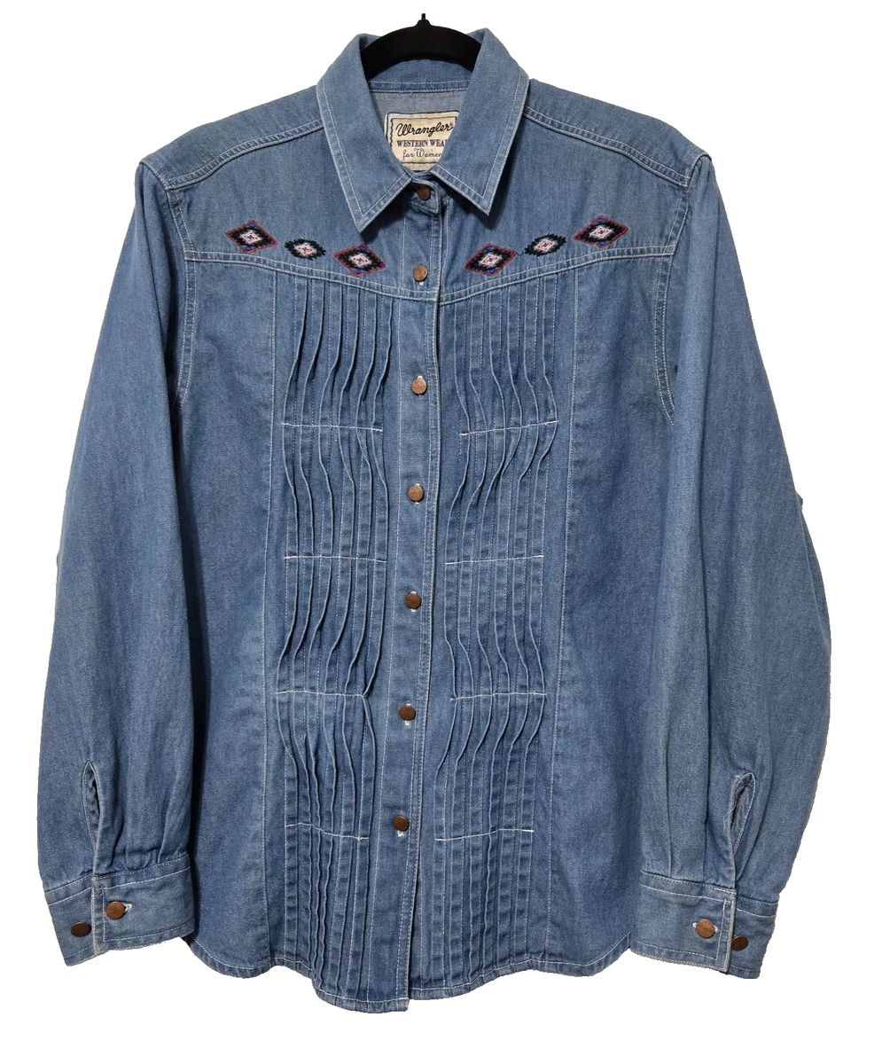 Haut Femme Western Wrangler Vintage Rose/violet Boutonné - Taille Large