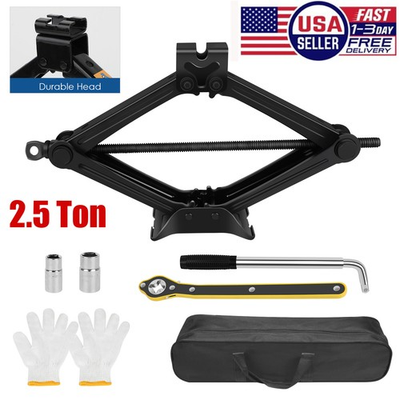 #ad 2 Ton，3 Ton Scissor Jack Handle Crank Wheel Lug Wrench Tool Kit Car Garage Tire $27.99