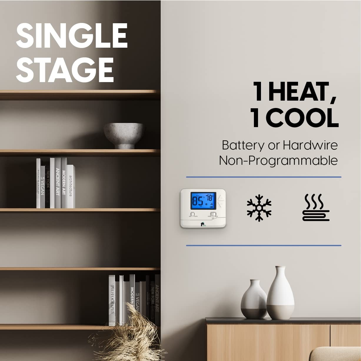 EconoHome Non-Programmable Thermostat for Home - Heat & Cooling Temperature C...