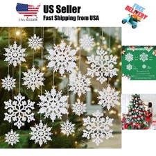 Shatterproof White Snowflake Ornaments for Christmas Tree Decor 36 Pack- Spar...