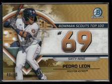 2023 Bowman Pedro Leon #BTP-69 Bowman Scouts Top 100 Gold Refractor /50 Astros