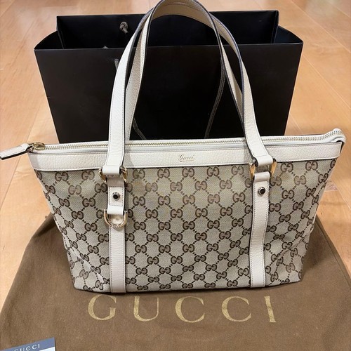 GUCCI 141470 GG Canvas Abbey Tote Hand Bag Tote Bag Beige Used Women From Japan
