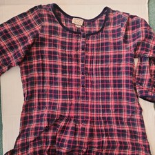 Amanda Stewart Cozy Wear Women's Large Cotton Plaid Flannel Red/blue Nightgown
