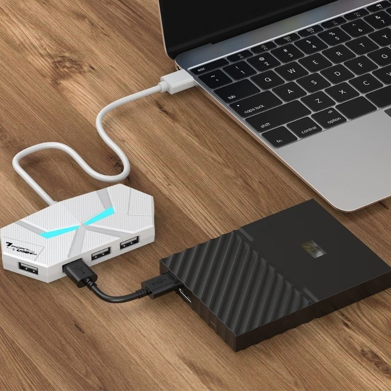 7-Port USB 2.0 Hub for Laptop PC Hard Drive Expansion Splitter