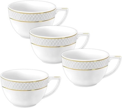 Wilmax Jumbo-Becher mit Goldlinien, 500 ml, 4er Set, WL-880102409/A4