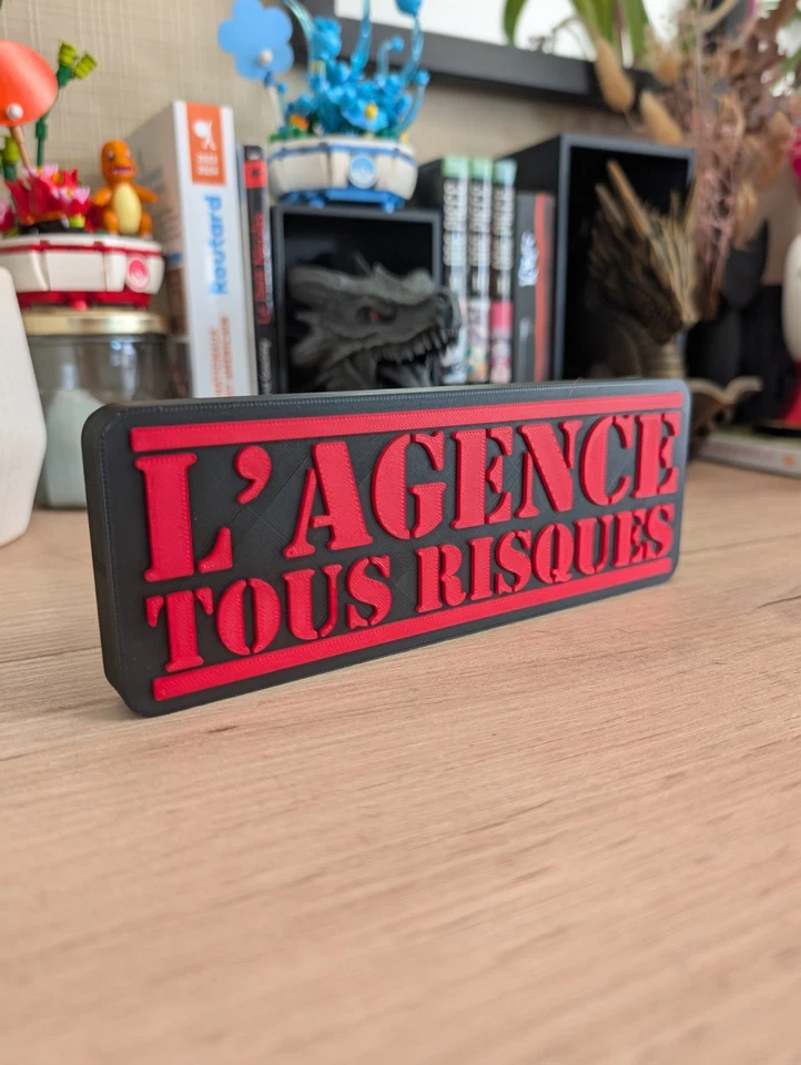 Logo L'Agence Tous Risques (The A Team) Enseigne Déco Vintage 3D - 19x6.5cm - Photo 2/4