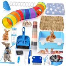34 Pcs Rabbit Starter Kit Rabbit Litter Box Small Animal Light Blue Style 3