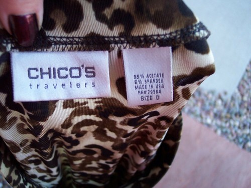 Chico's Travelers animal print skirt sz 0 XS S 4 6 FALL swingy godet pull on USA - Picture 8 of 8