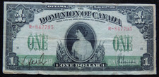 1917 $1 ONE DOLLAR DOMINION OF CANADA DC-23b R-847795 SAUNDERS NO SEAL