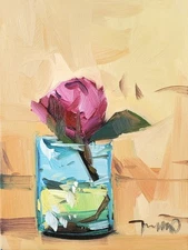 20x16 Glass Dark Pink Rose Canvas Art PRINT Painting By Artist Jose Trujillo