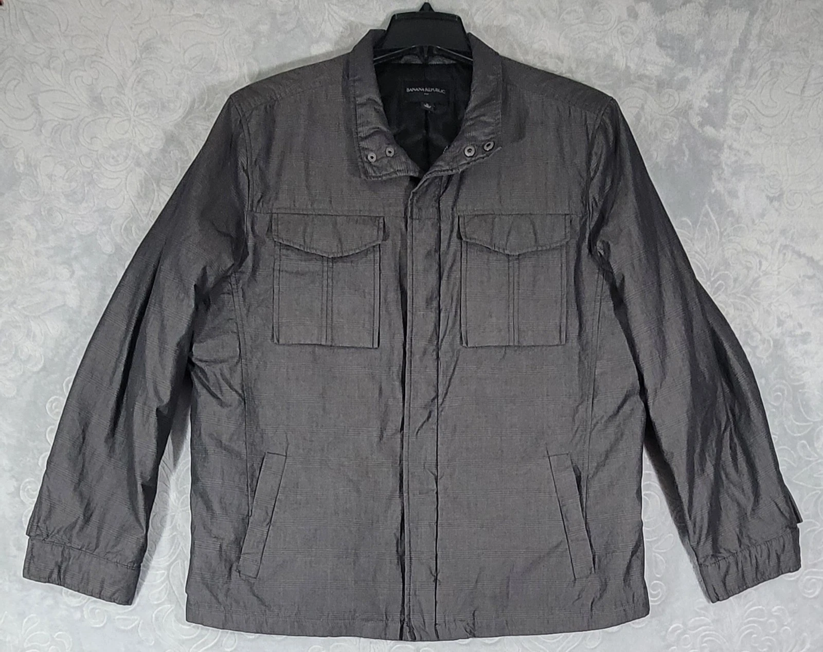Banana Republic Chore Barn Coat Men's XL Cotton Gray Plaid Lined Thermal Jacket