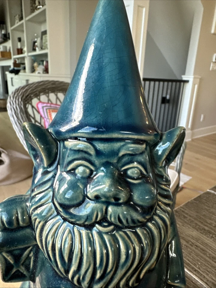 Estatua decorativa escultura azul gnomo jardín vintage Foto 2 de 4
