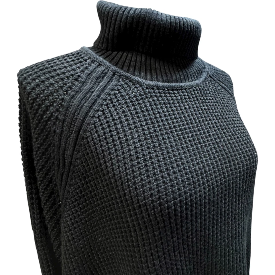 Pulôver feminino de malha preta gola alta - Tamanho feminino 3x (30/32) - Imagem 4 de 4