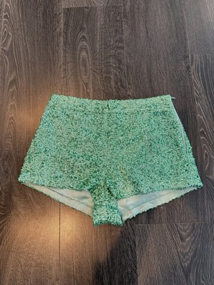Topshop UK Mint Green Sequin Micro Short Hot Pants Womens 6