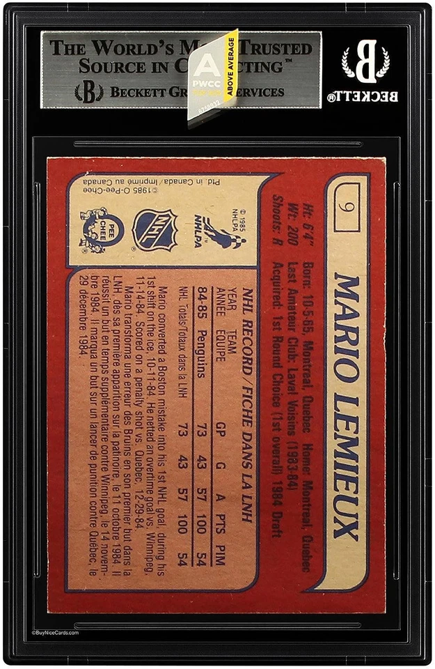 1985-86 Mario Lemieux O-Pee-Chee RC Rookie #9 BGS 8.5 PWCC Top 30% - Image 3 of 4