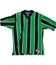 Vintage 90s Nike White Tag Swoosh Green Striped Soccer Football Jersey Size M