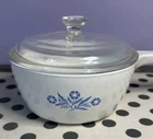 Vintage Corning Ware P-82-B Blue Cornflower 1.5 Pint with PYREX Glass Lid P-81-C